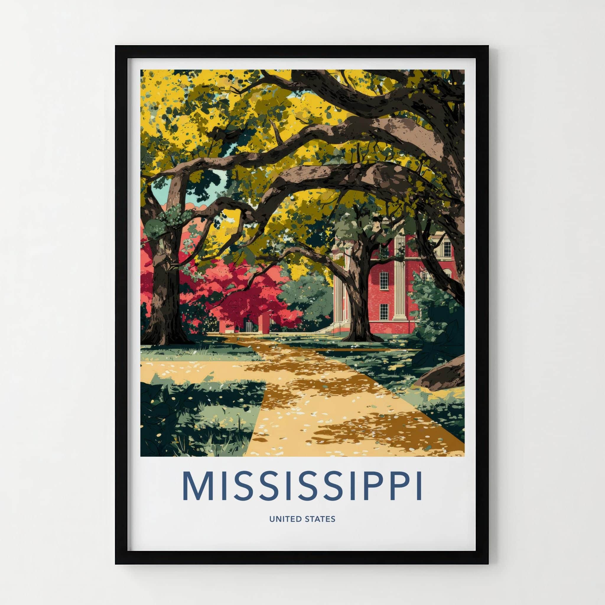 Mississippi Poster - Mississippi Travel Art - Red Building Pathway Home Decor