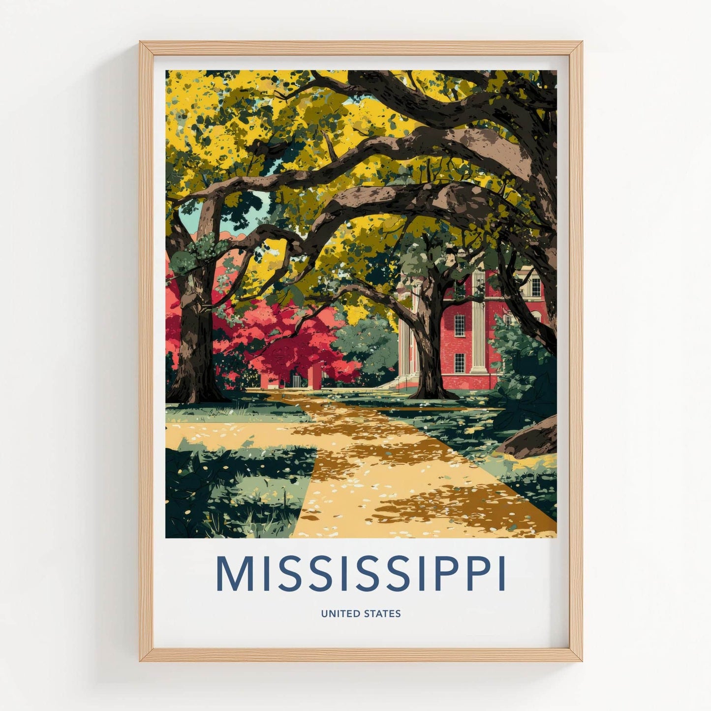 Mississippi Poster - Mississippi Travel Art - Red Building Pathway Home Decor