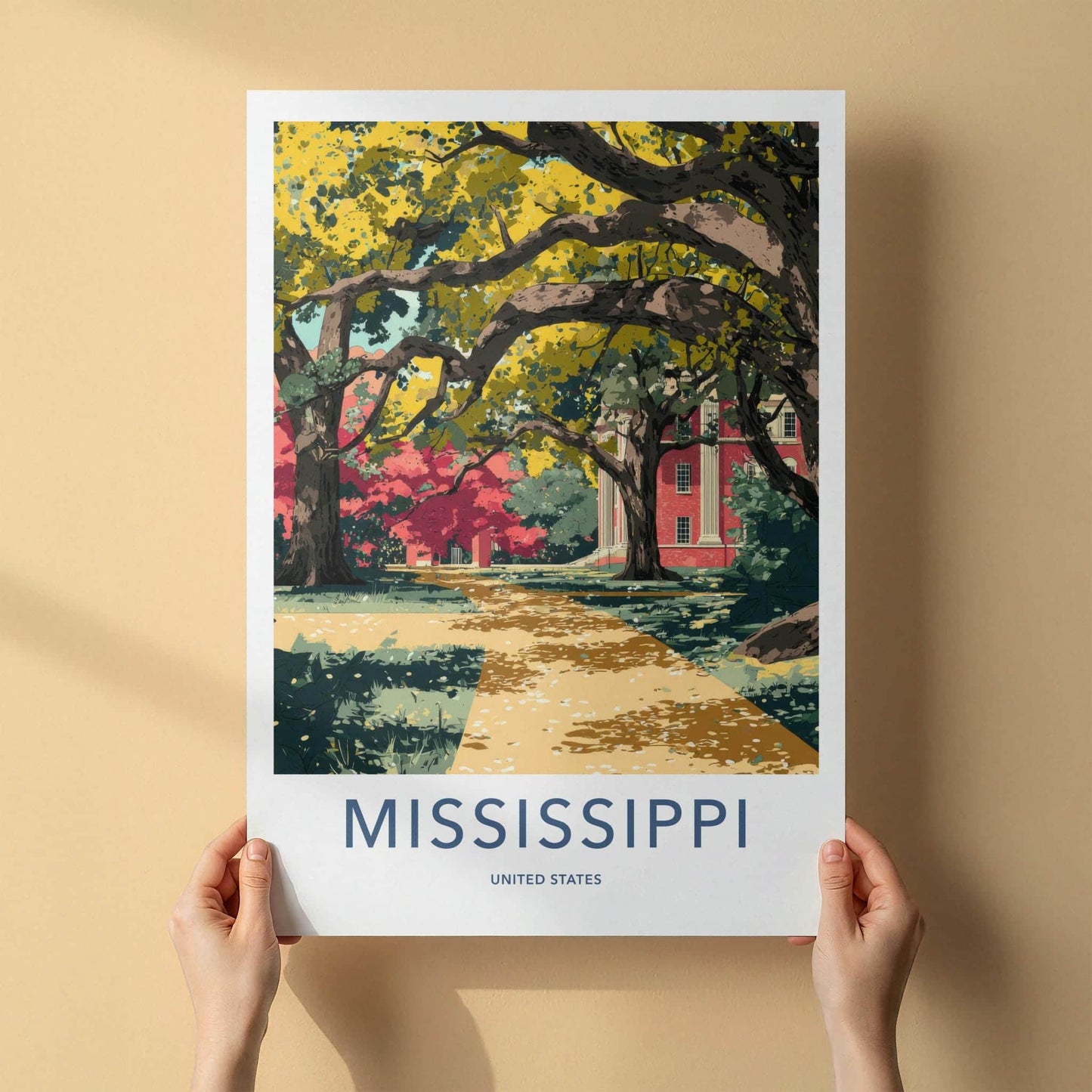 Mississippi Poster - Mississippi Travel Art - Red Building Pathway Home Decor