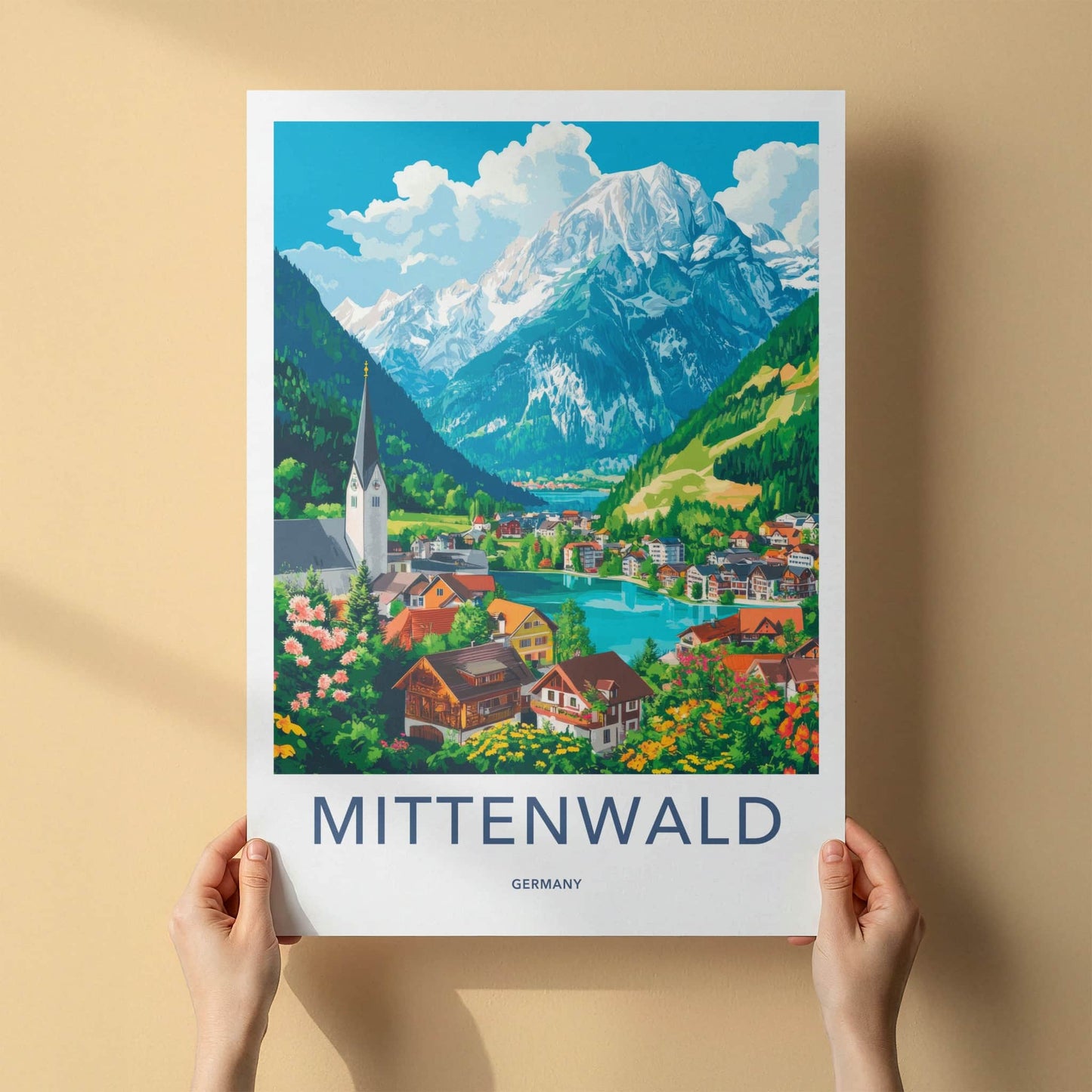 Mittenwald Poster - Germany Travel Art - Alpine Village Scene Home Decor