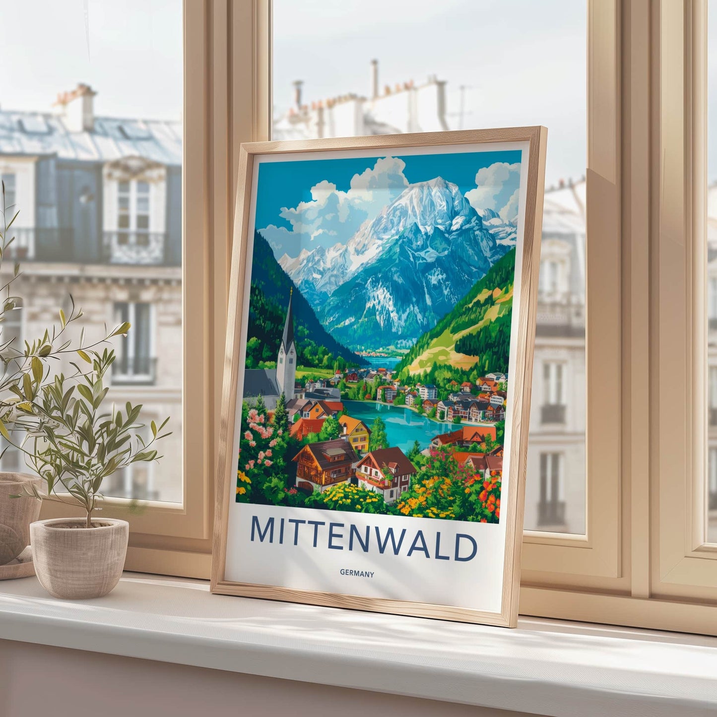 Mittenwald Poster - Germany Travel Art - Alpine Village Scene Home Decor
