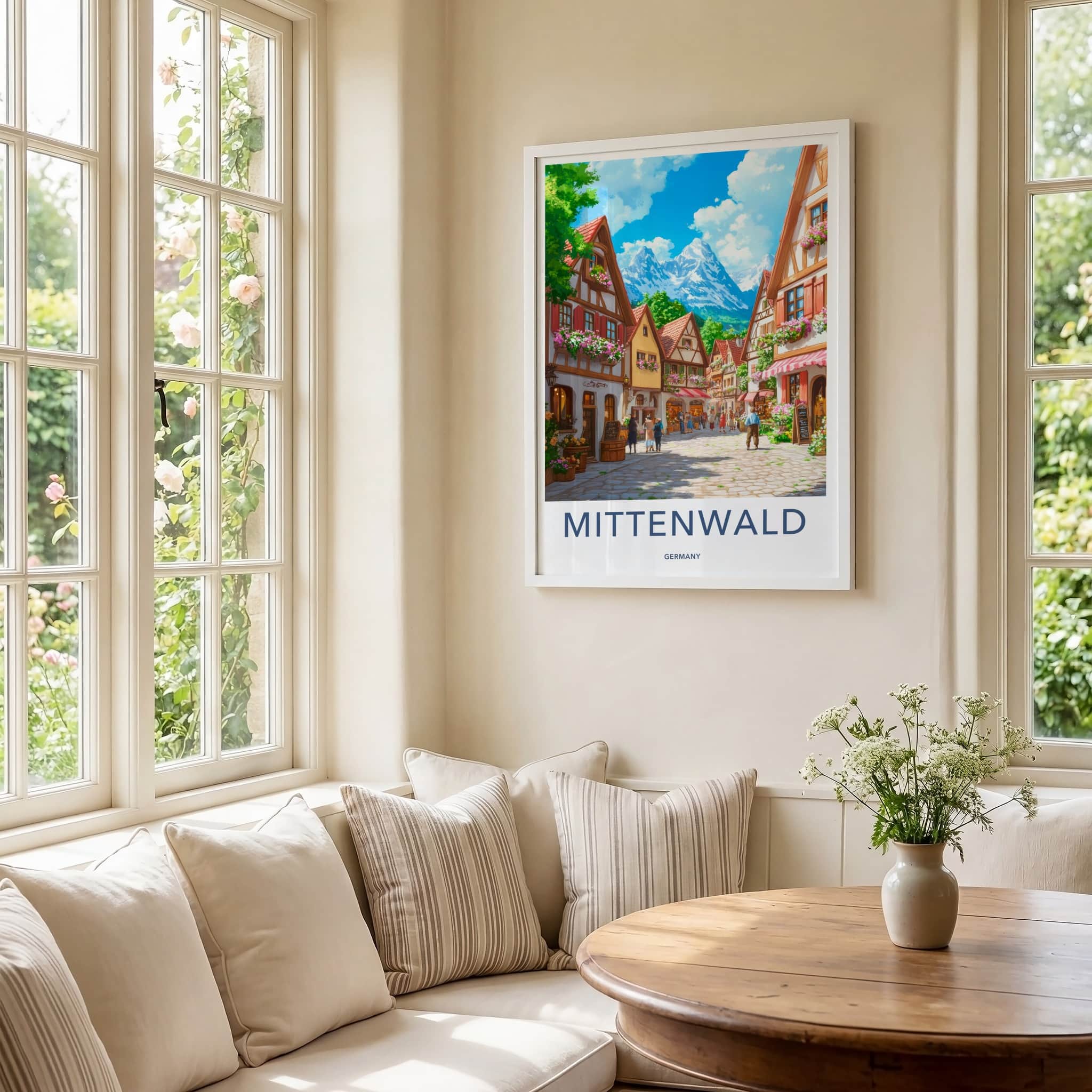 Mittenwald Poster - Germany Travel Art - Alpine Village Street Wall Decor