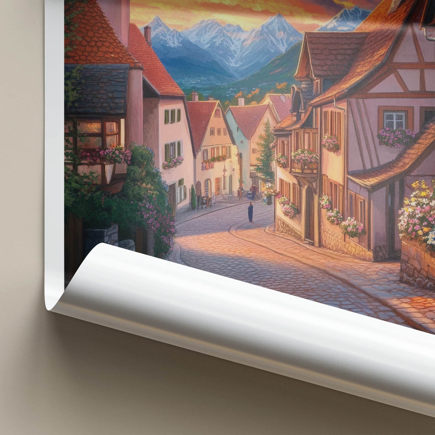 Mittenwald Poster - Germany Travel Art - Sunset Alpine Village Wall Decor