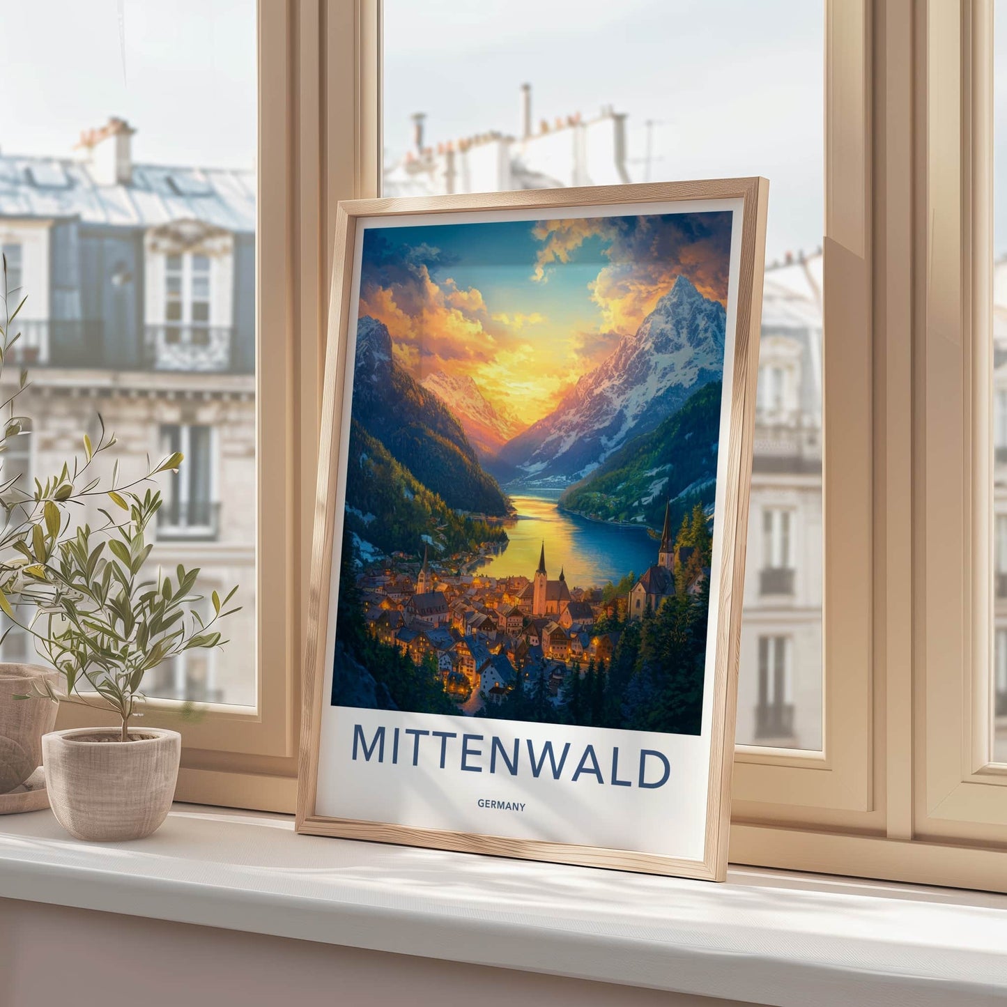 Mittenwald Poster - Germany Wall Art - Alpine Village Sunset Home Decor