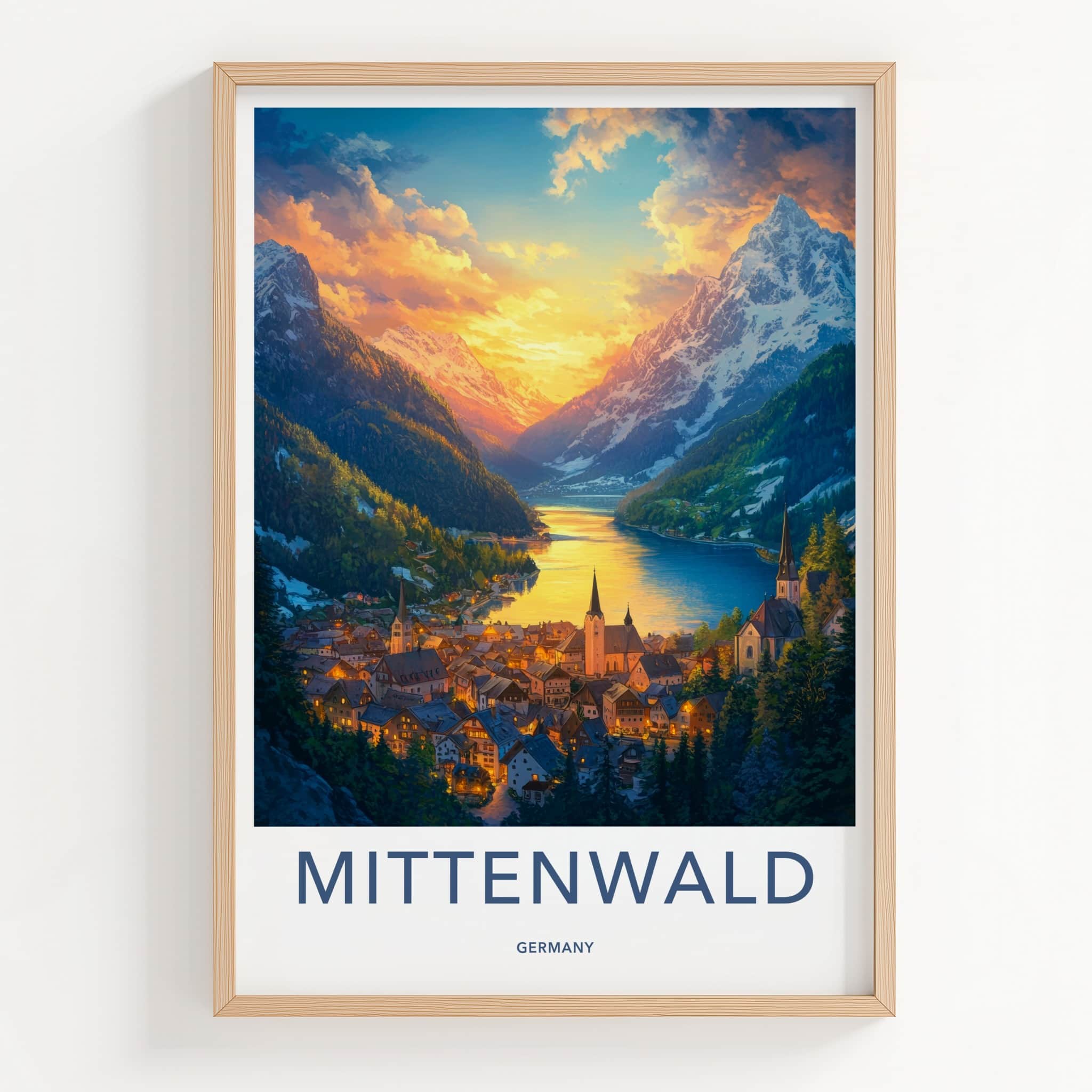 Mittenwald Poster - Germany Wall Art - Alpine Village Sunset Home Decor