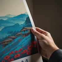 Mizoram Poster - India Travel Art - Mountain Hillside Poppies Gallery Art
