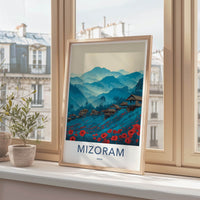 Mizoram Poster - India Travel Art - Mountain Hillside Poppies Gallery Art