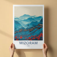 Mizoram Poster - India Travel Art - Mountain Hillside Poppies Gallery Art