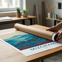 Mizoram Poster - India Travel Art - Mountain Hillside Poppies Gallery Art