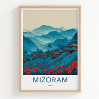 Mizoram Poster - India Travel Art - Mountain Hillside Poppies Gallery Art