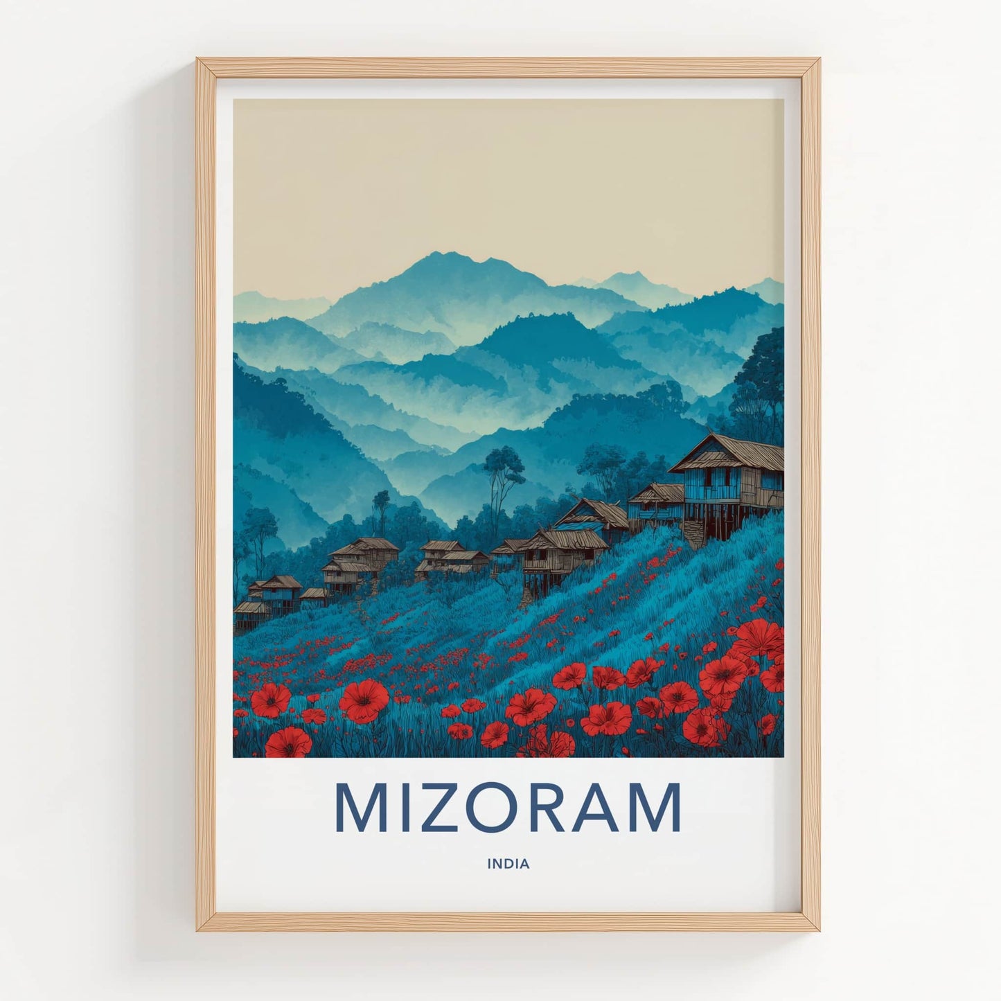 Mizoram Poster - India Travel Art - Mountain Hillside Poppies Gallery Art