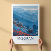 Mizoram Poster - India Travel Art - Mountain Huts Mizo Home Decor