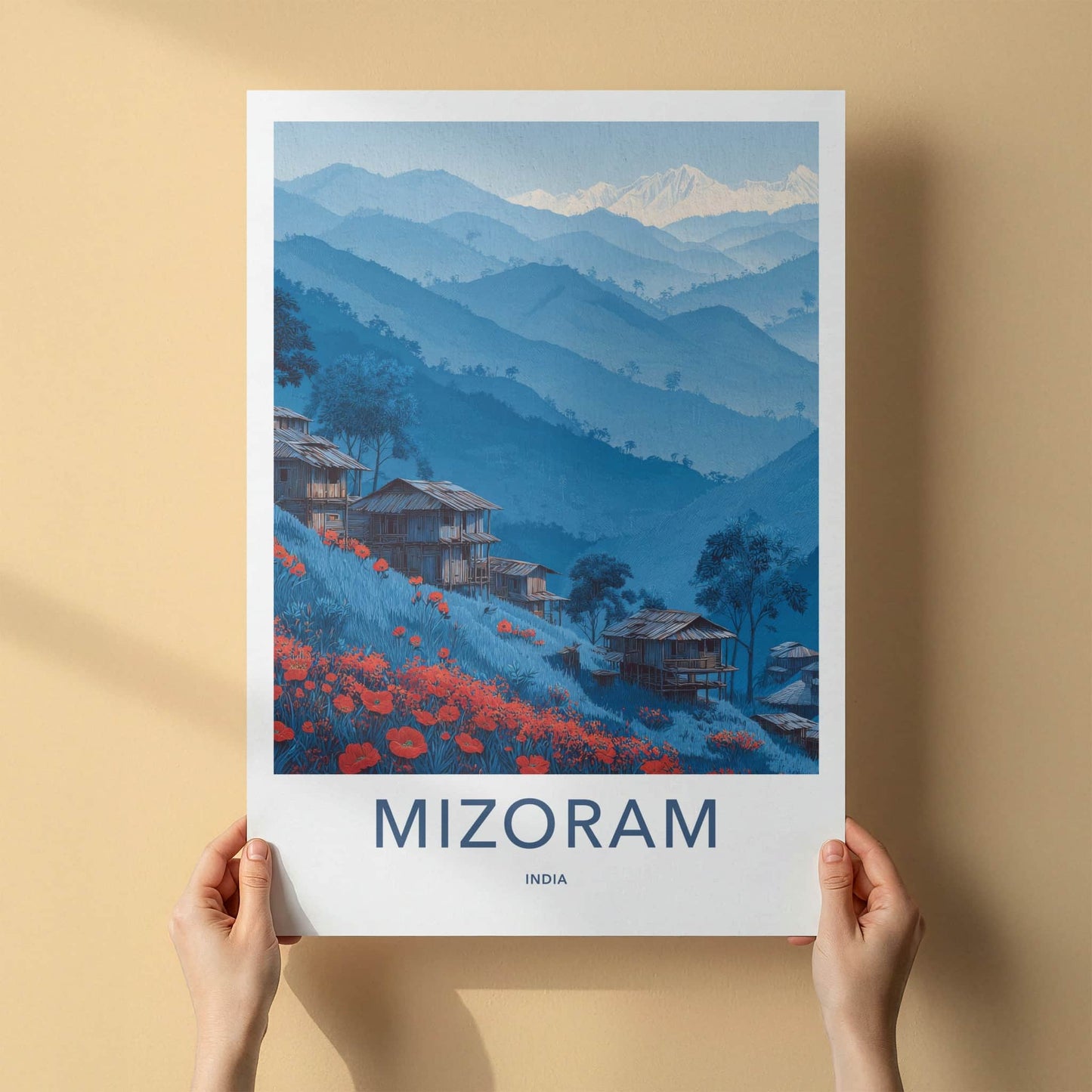 Mizoram Poster - India Travel Art - Mountain Huts Mizo Home Decor