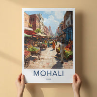 Mohali Poster - India Travel Art - Punjab Busy Bazaar Scene Home Decor