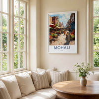 Mohali Poster - India Travel Art - Punjab Busy Bazaar Scene Home Decor