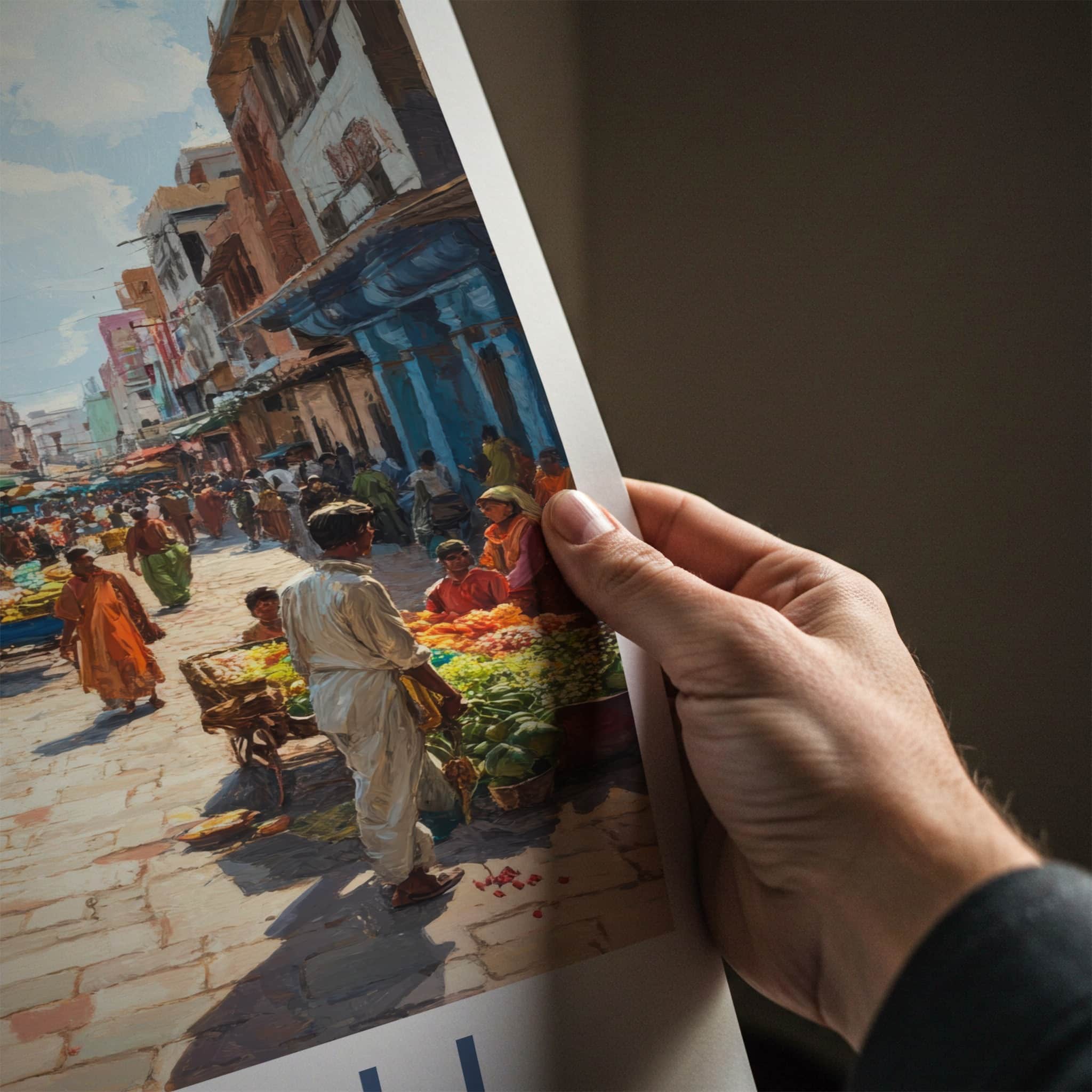 Mohali Poster - India Travel Art - Punjab Busy Bazaar Scene Home Decor