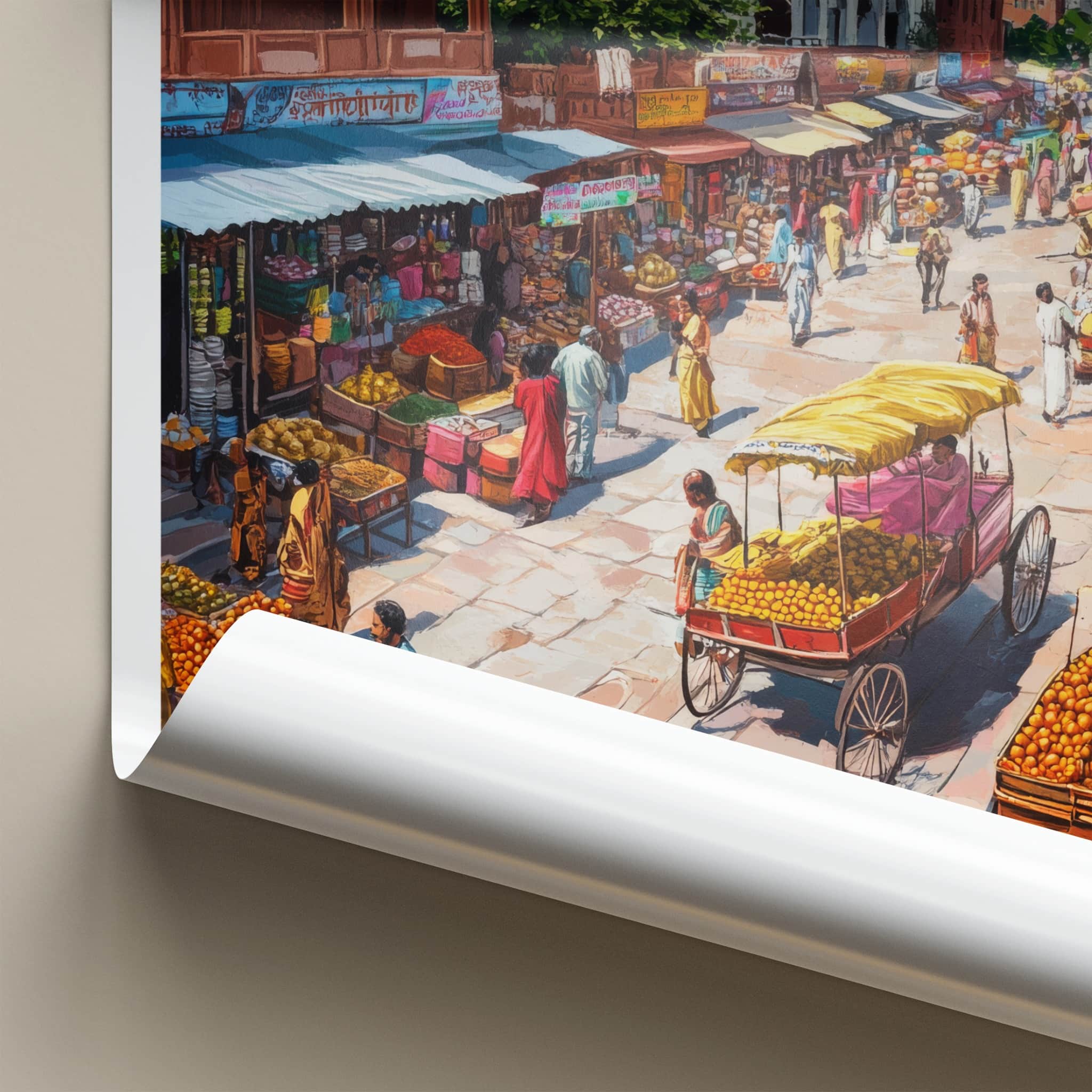 Mohali Poster - India Travel Art - Punjab Vibrant Market Street Home Decor