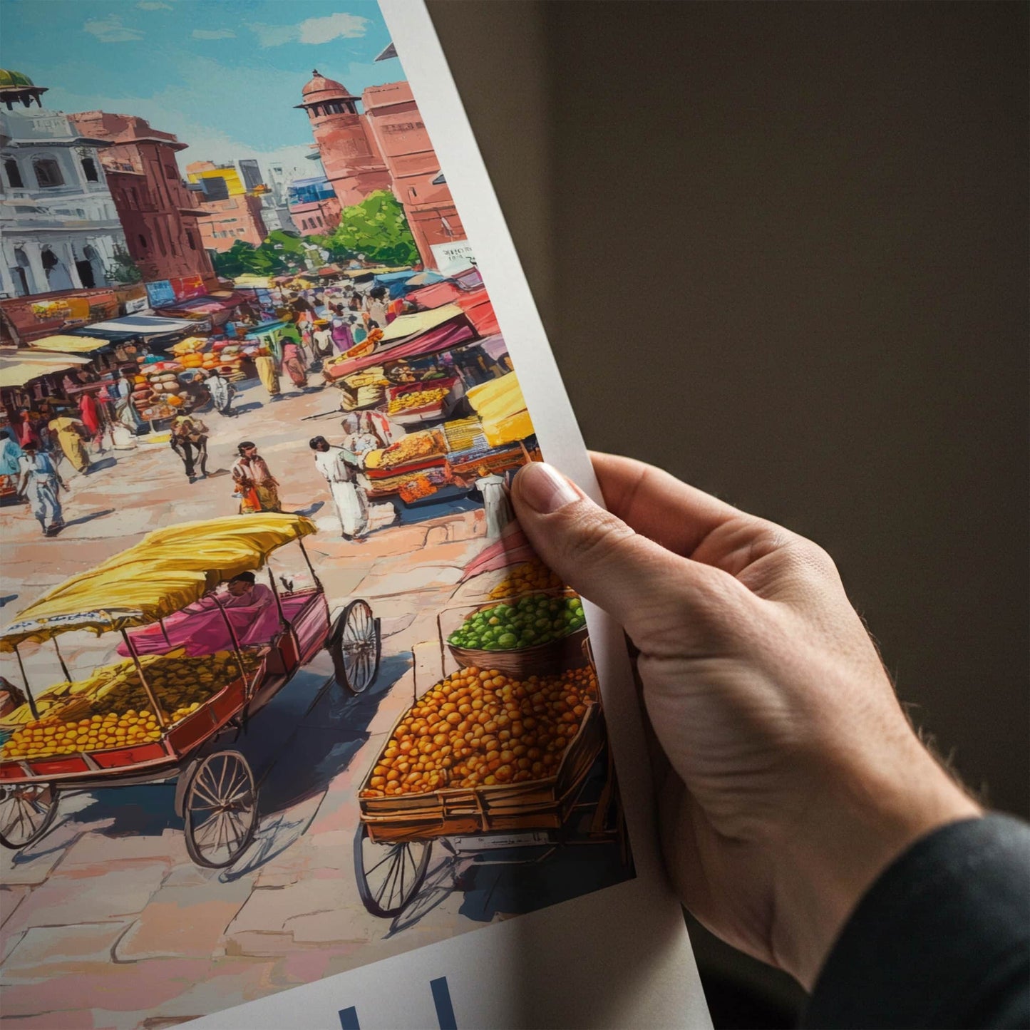 Mohali Poster - India Travel Art - Punjab Vibrant Market Street Home Decor