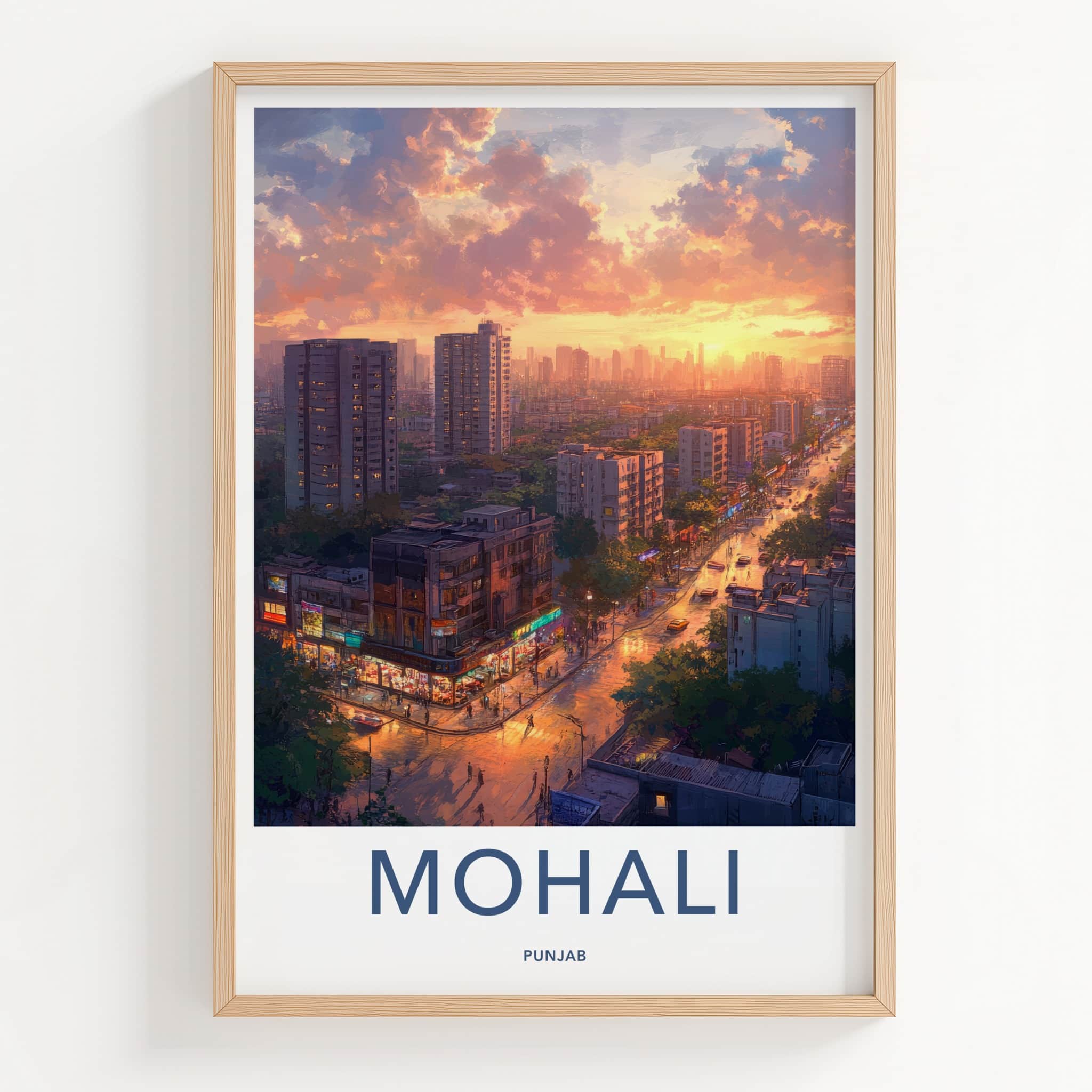Mohali Poster - India Wall Art - Punjab Vibrant Cityscape Home Decor