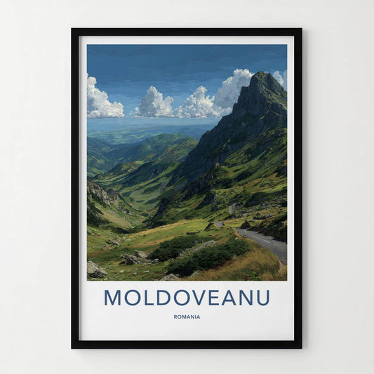 Moldoveanu Poster - Romania Travel Art - Winding Mountain Valley Home Decor