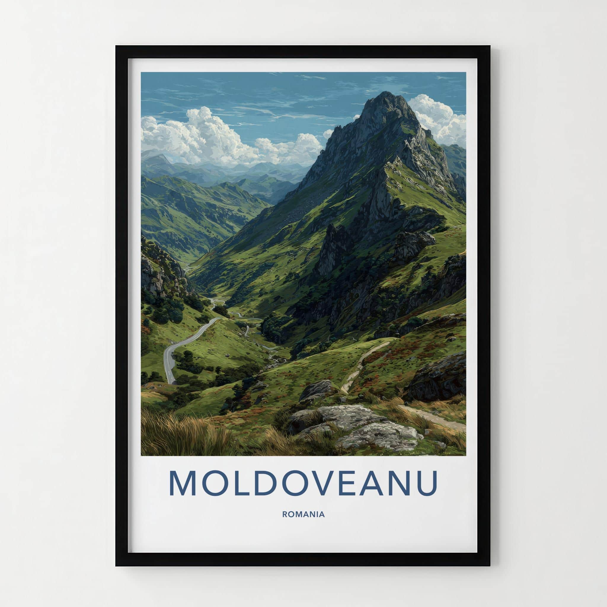 Moldoveanu Poster - Romania Travel Art - Winding Valley Road Home Decor