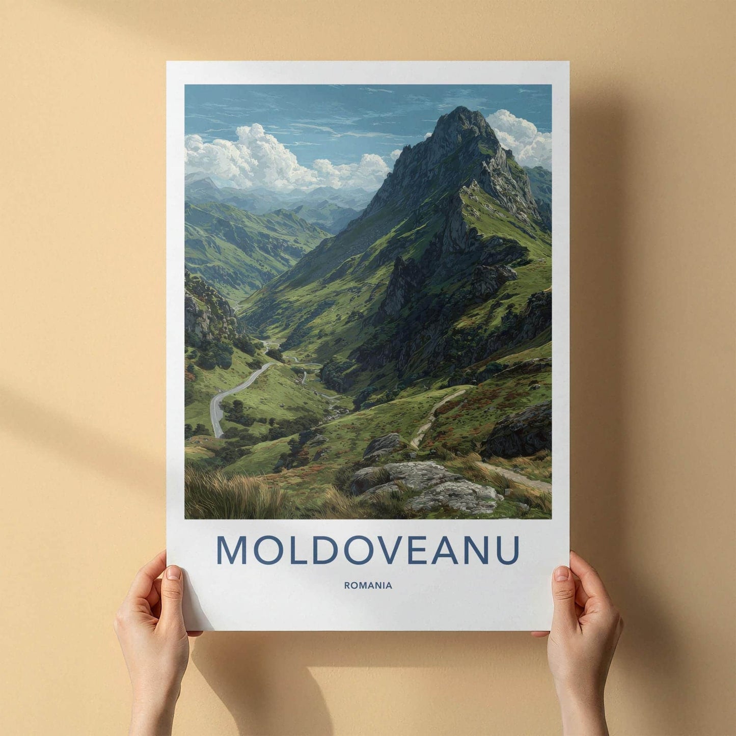 Moldoveanu Poster - Romania Travel Art - Winding Valley Road Home Decor