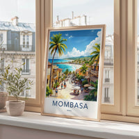Mombasa Poster - Kenya Framed Print - Lively Beach Street Lounge Decor