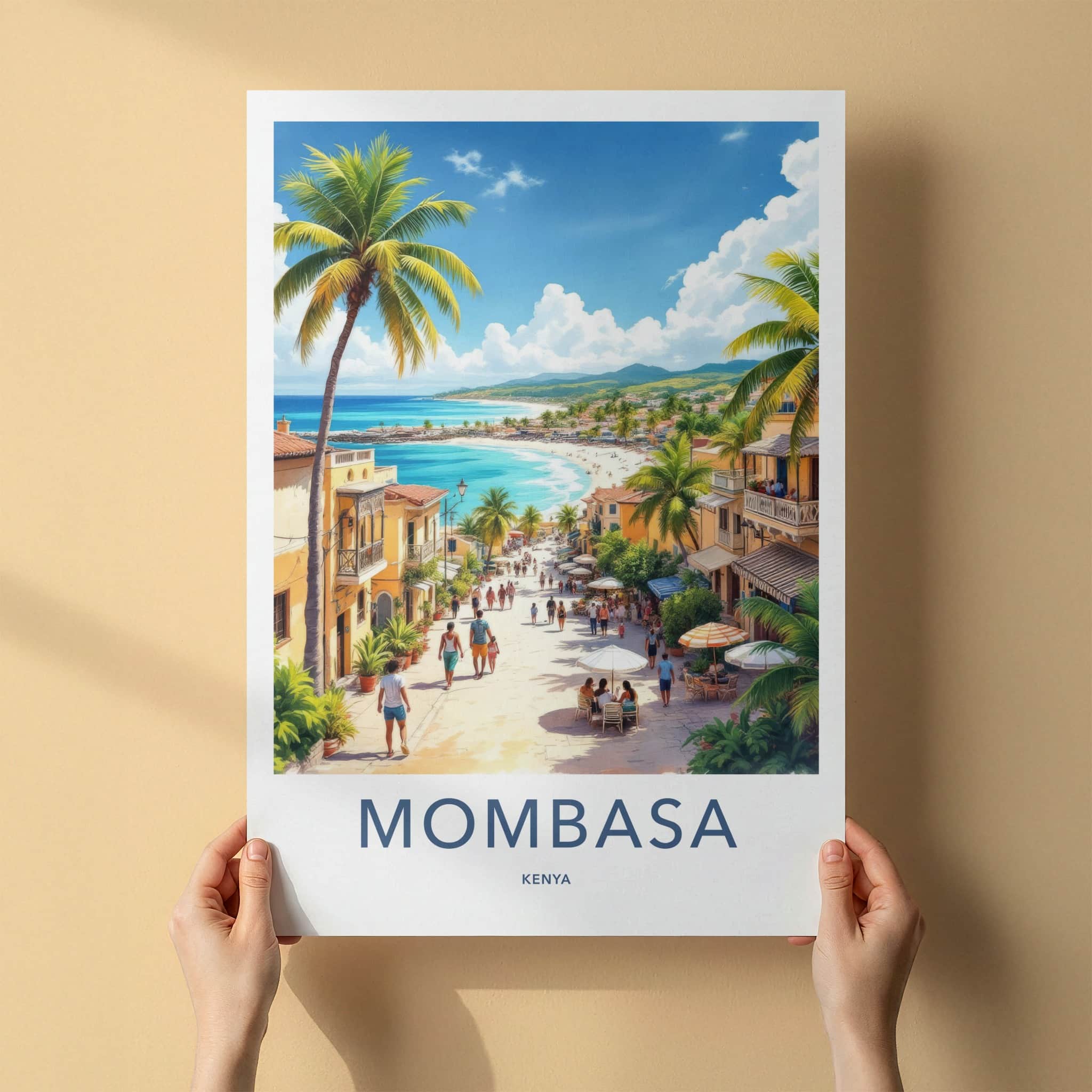 Mombasa Poster - Kenya Framed Print - Lively Beach Street Lounge Decor