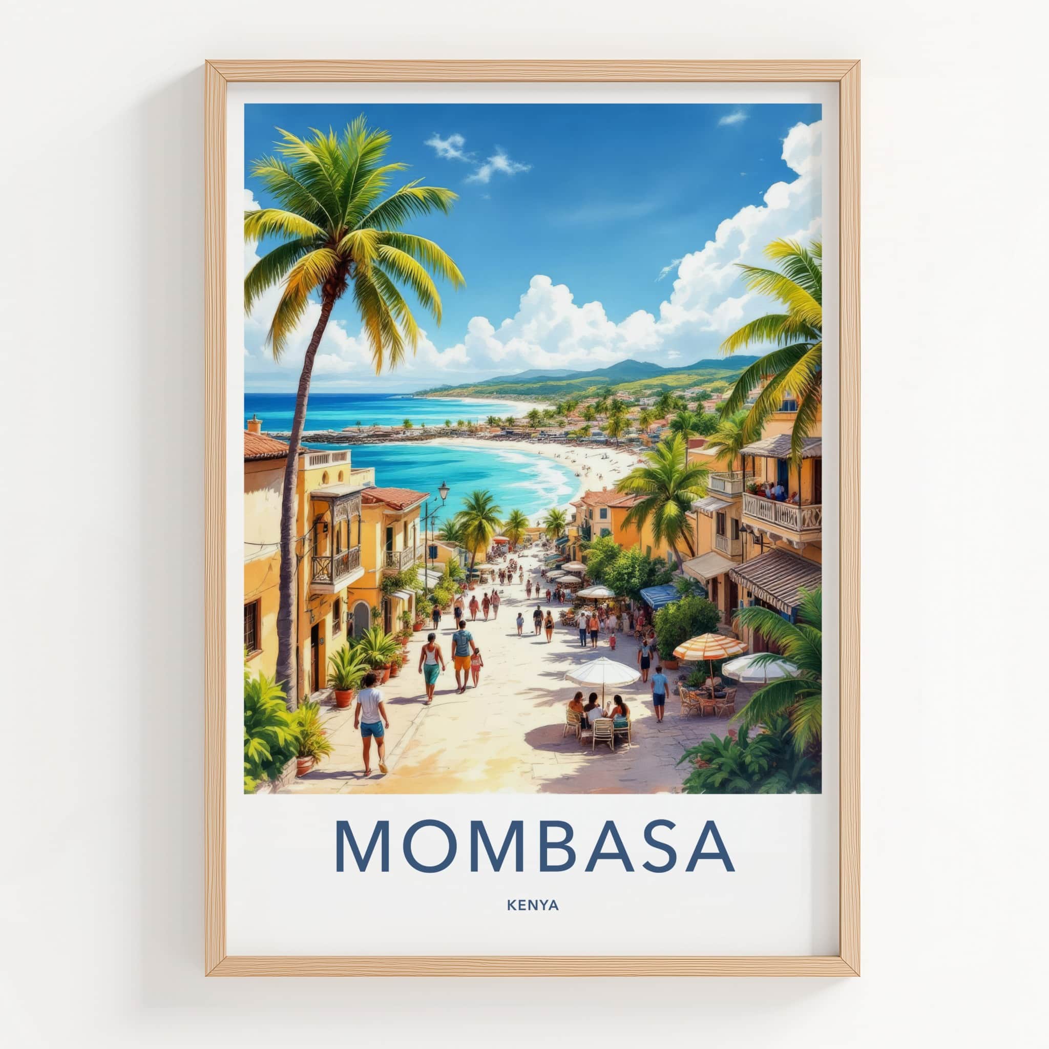 Mombasa Poster - Kenya Framed Print - Lively Beach Street Lounge Decor