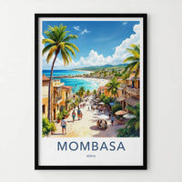 Mombasa Poster - Kenya Framed Print - Lively Beach Street Lounge Decor