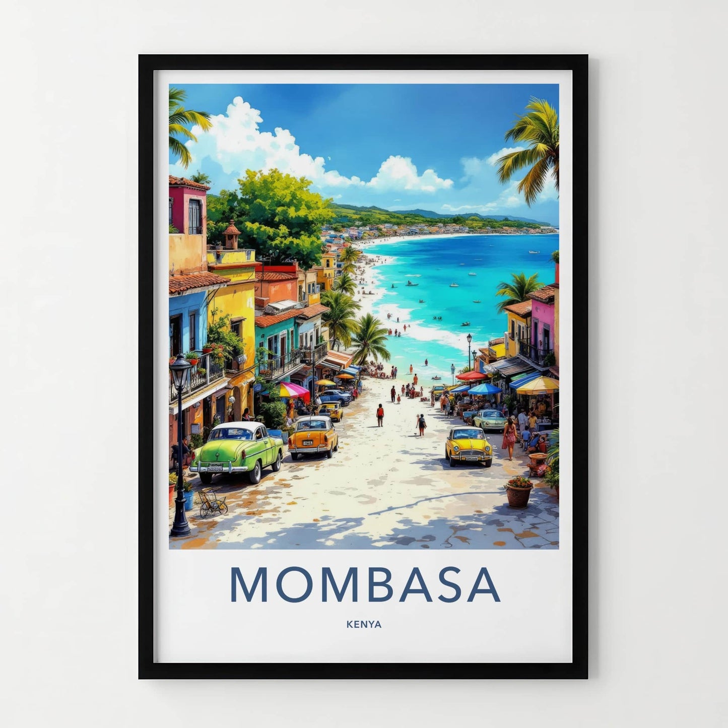 Mombasa Poster - Kenya Framed Print - Vibrant Street Beach Framed Decor