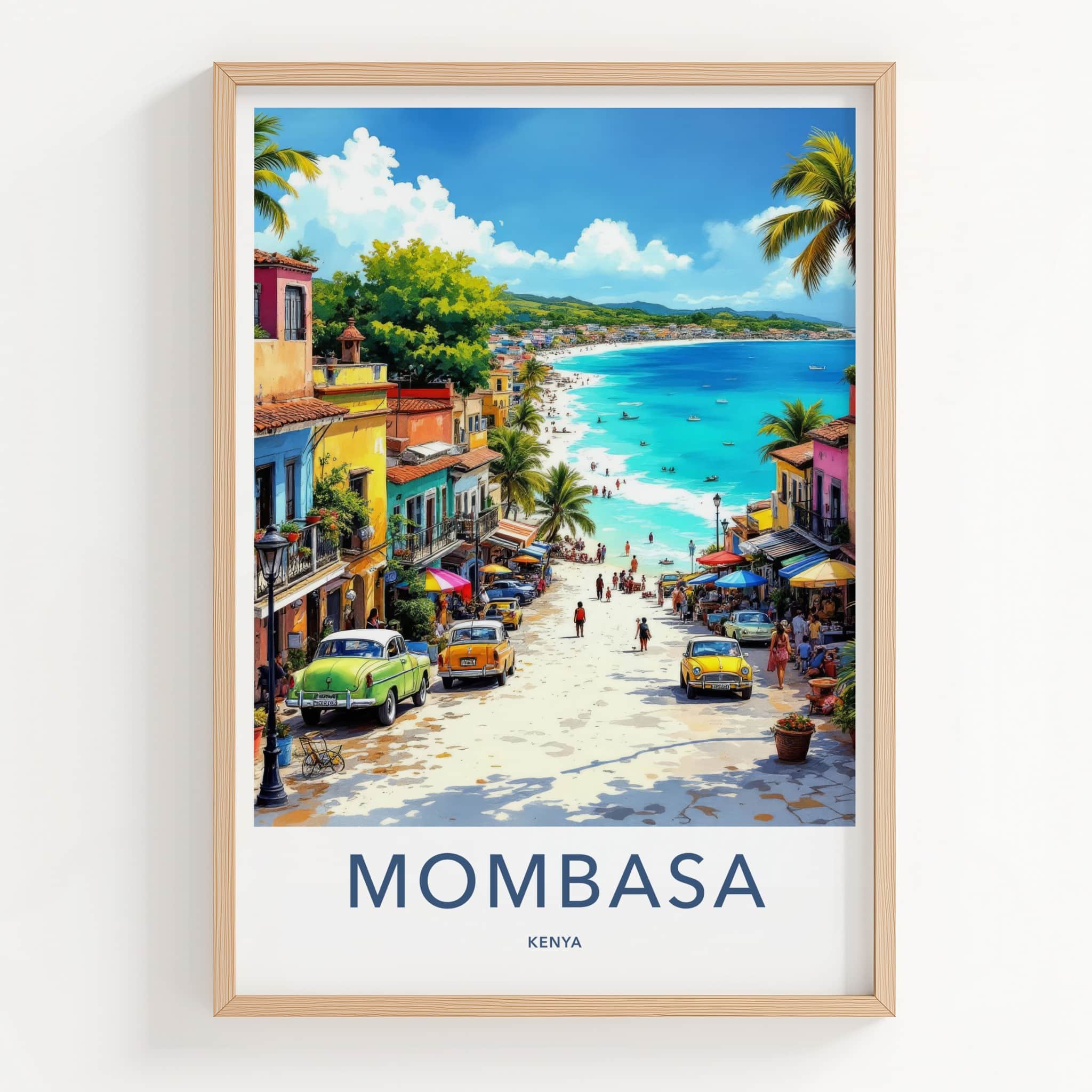 Mombasa Poster - Kenya Framed Print - Vibrant Street Beach Framed Decor