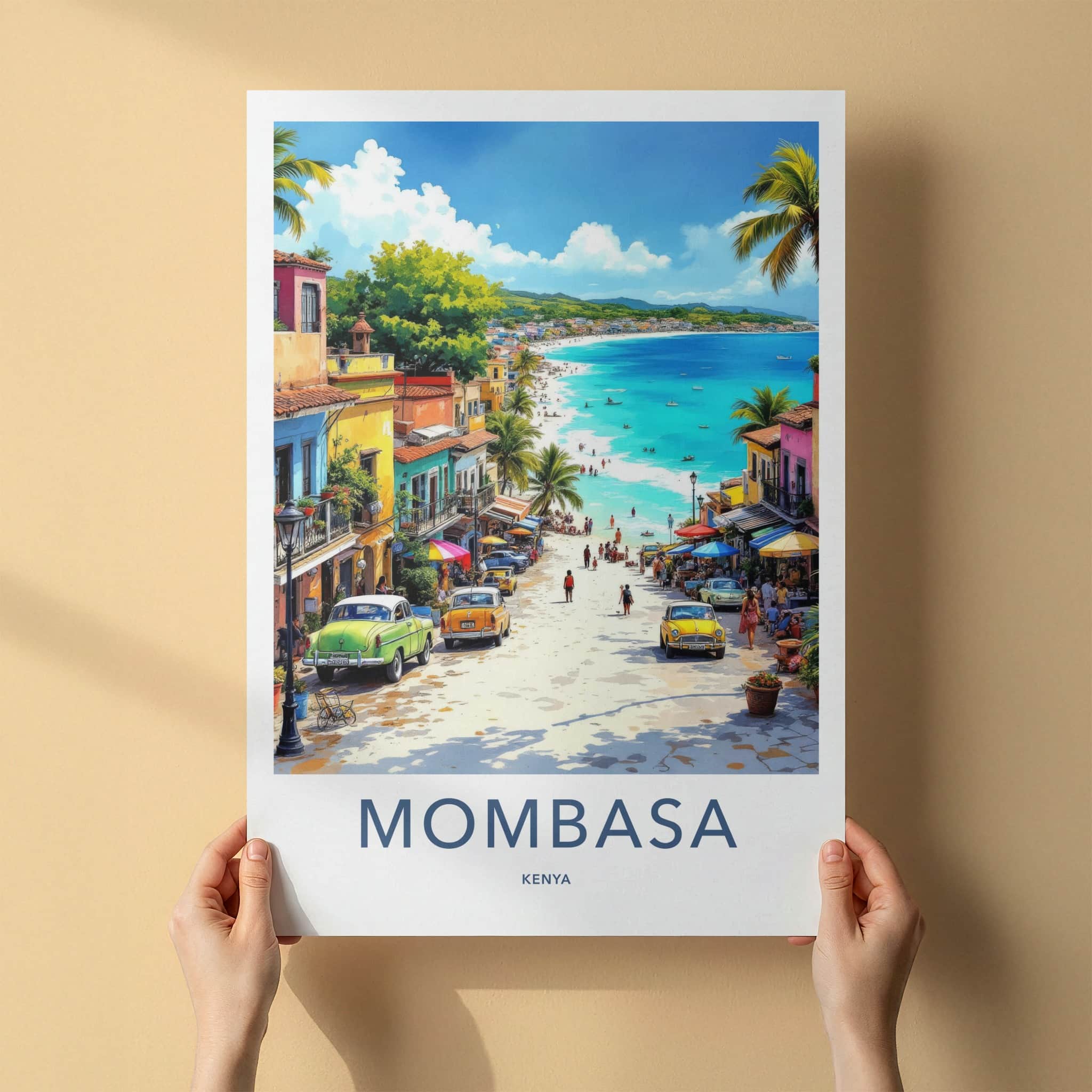 Mombasa Poster - Kenya Framed Print - Vibrant Street Beach Framed Decor