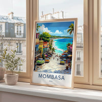 Mombasa Poster - Kenya Framed Print - Vibrant Street Beach Framed Decor
