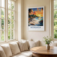 Mombasa Poster - Kenya Travel Art - Tropical Beach Sunset Home Decor