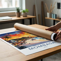 Mombasa Poster - Kenya Travel Art - Vibrant Coastal Sunset Wall Decor