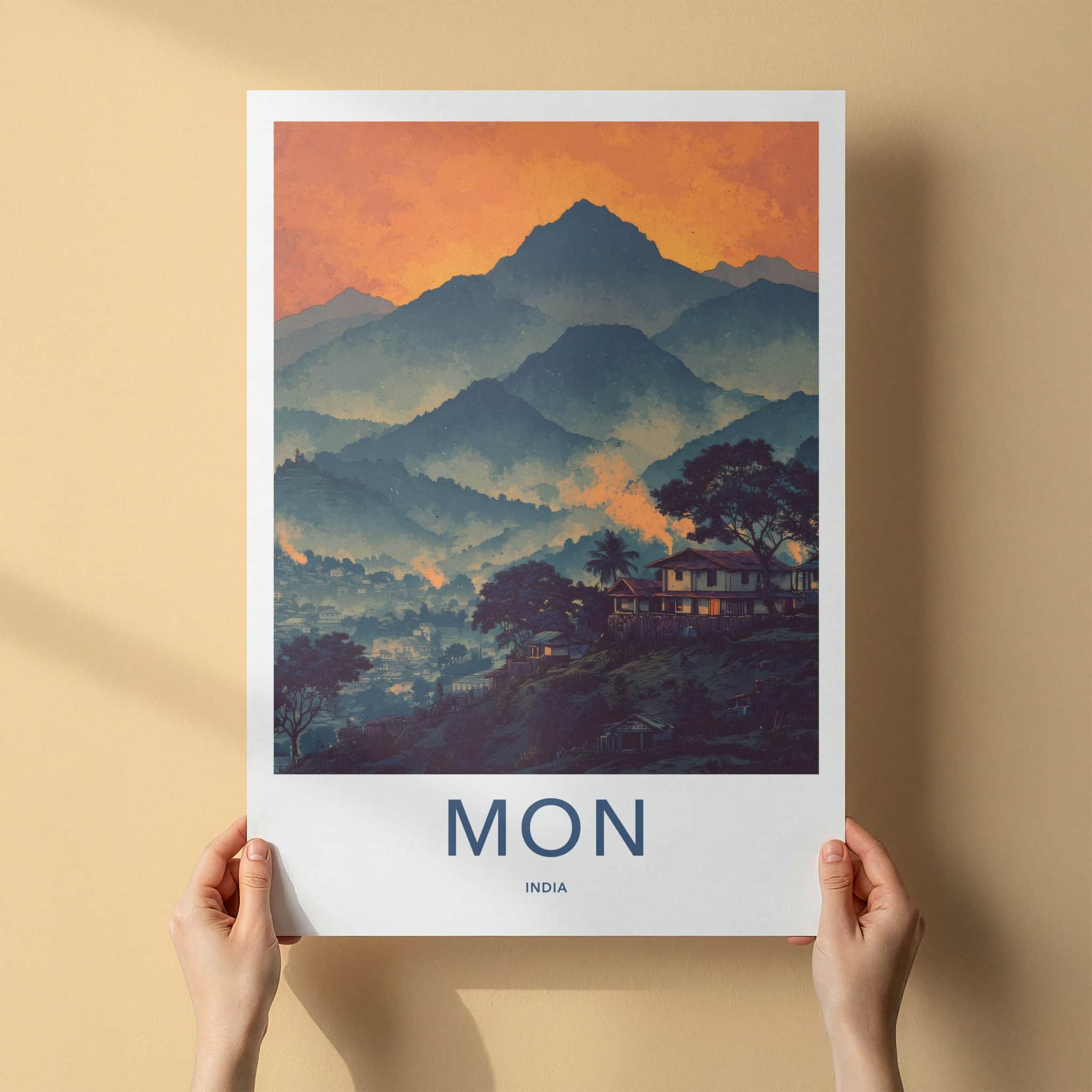 Mon Poster - India Foggy Hillside Village Wall Art Home Decor