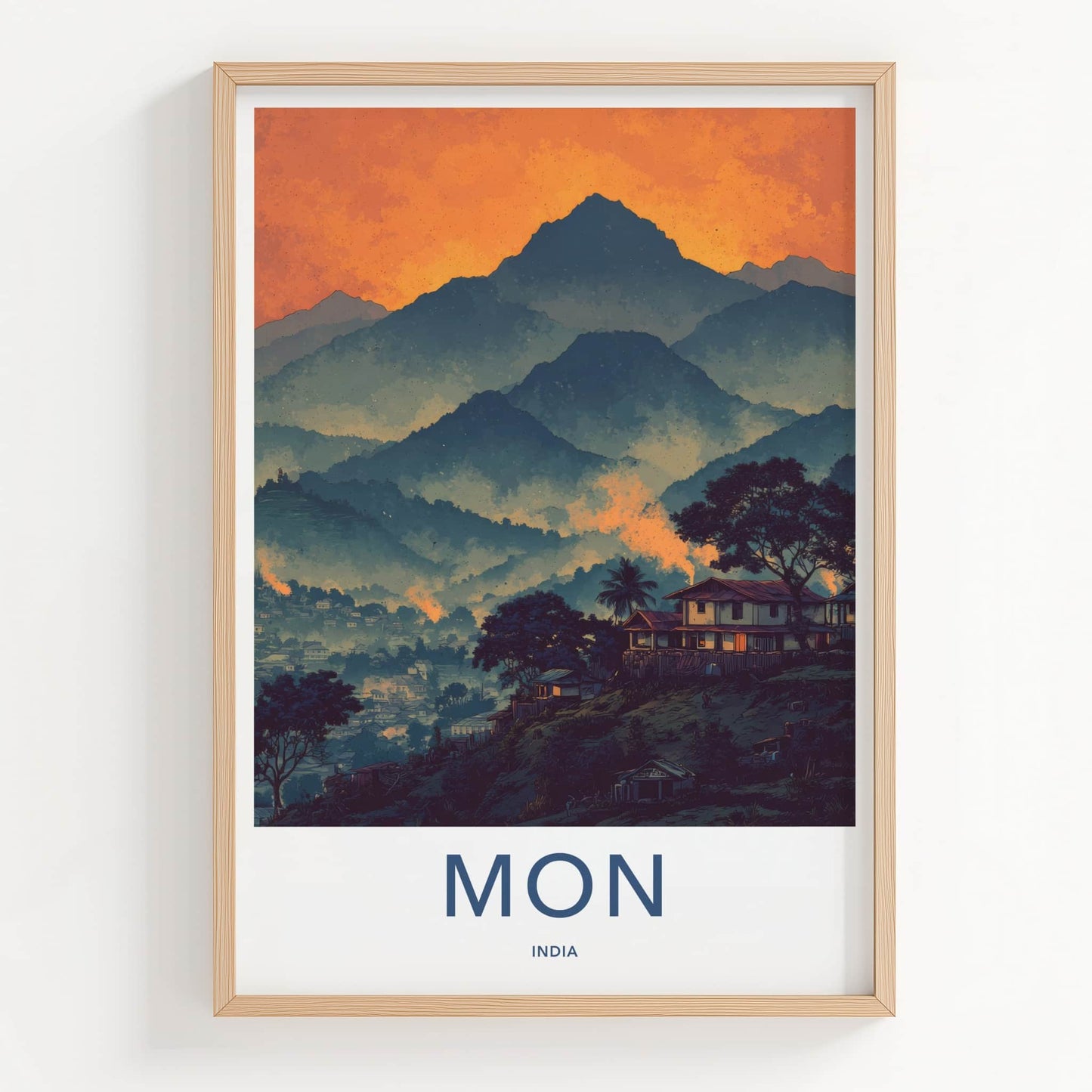 Mon Poster - India Foggy Hillside Village Wall Art Home Decor