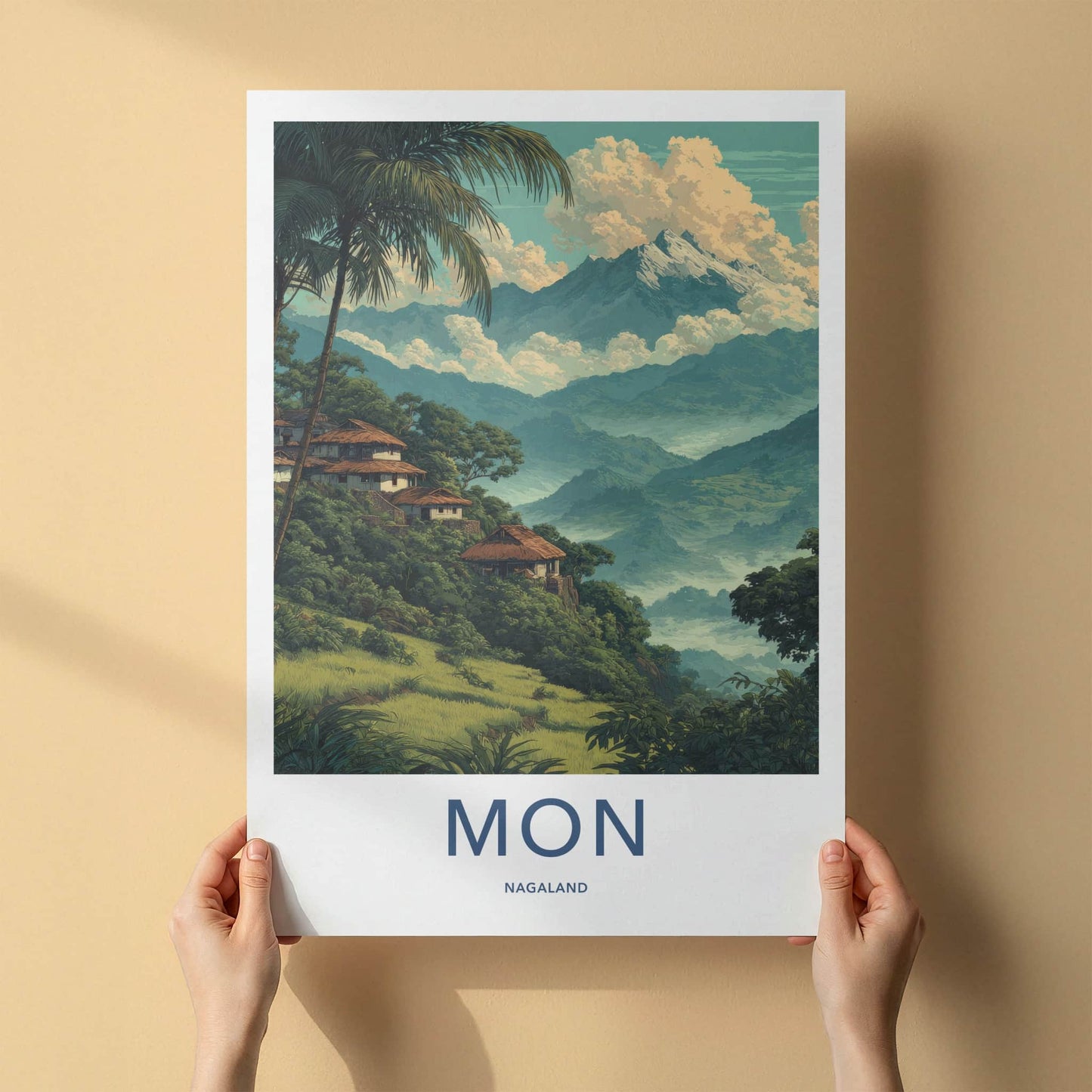Mon Poster - India Nagaland Hillside Houses Framed Print