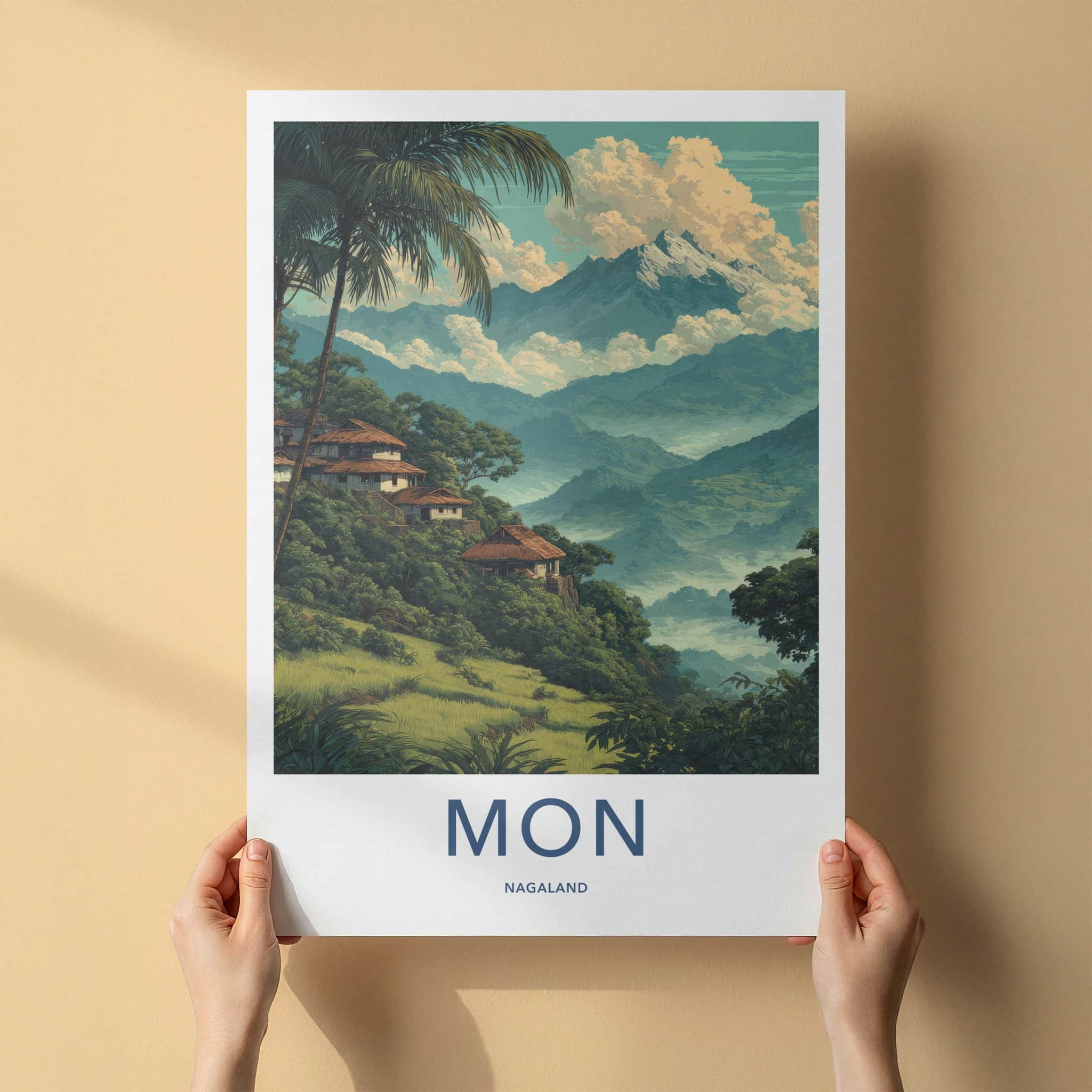 Mon Poster - India Nagaland Hillside Houses Framed Print