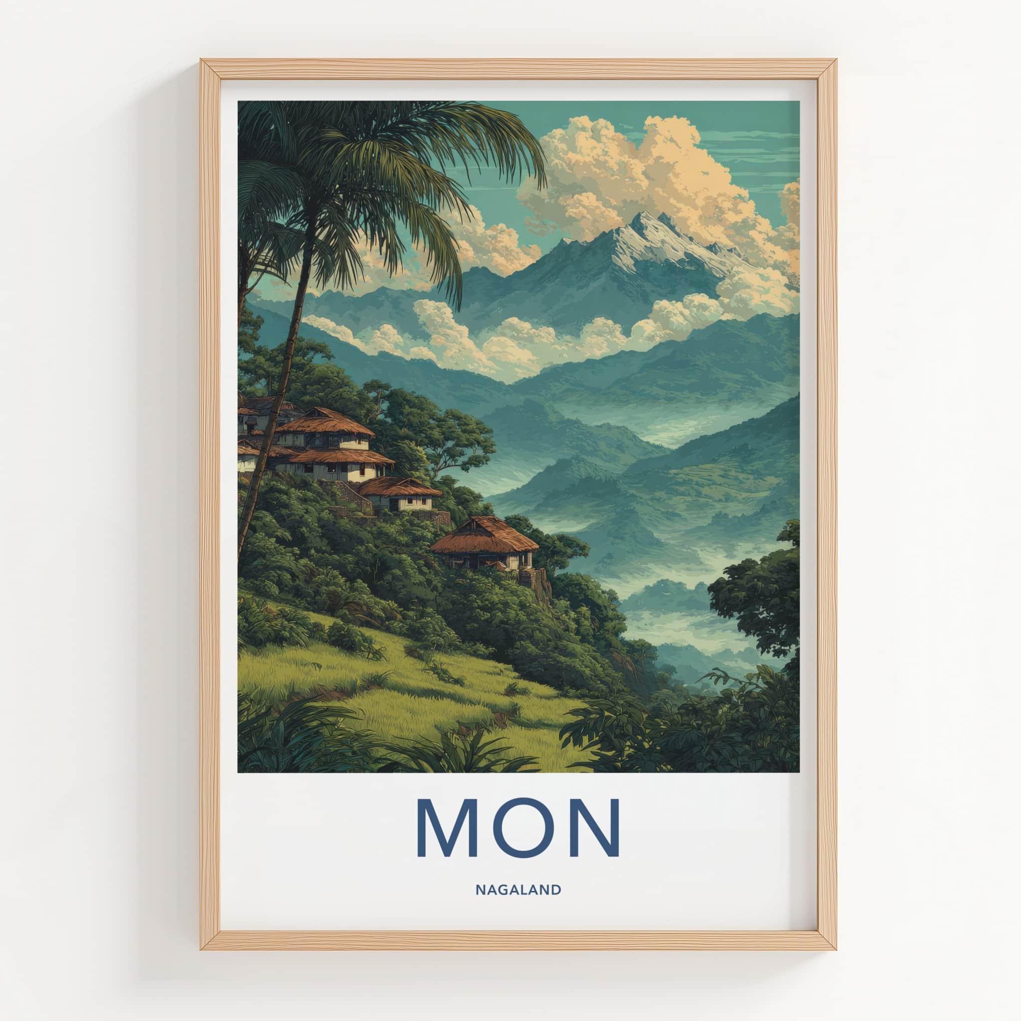Mon Poster - India Nagaland Hillside Houses Framed Print