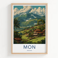Mon Poster - India Nagaland Hillside Village Art