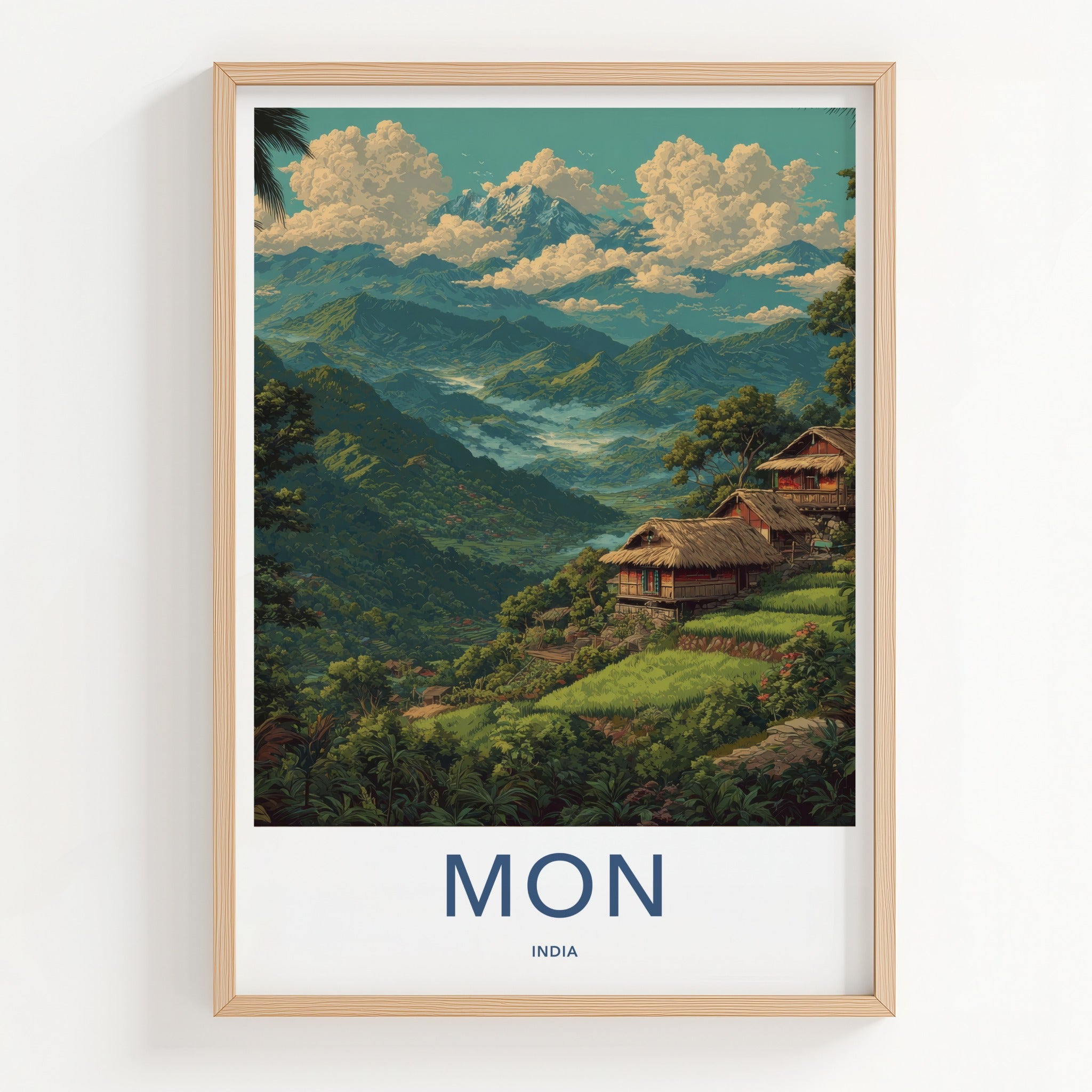 Mon Poster India Nagaland Tribal Huts Art Print Home Decor