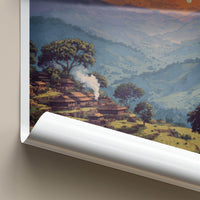 Mon Poster - India Wall Art - Nagaland Terraced Village Sunset Home Decor