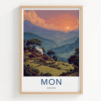 Mon Poster - India Wall Art - Nagaland Terraced Village Sunset Home Decor