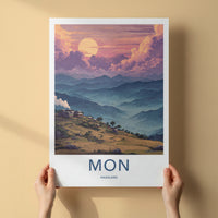 Mon Poster - Nagaland Hillside Village Sunset Travel Art