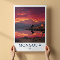 Mongolia Poster - Mongolia Art Print - Sunset Rider Campfire Gallery Art