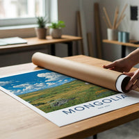 Mongolia Poster - Mongolia Travel Art - Green Steppe Yurts Home Decor
