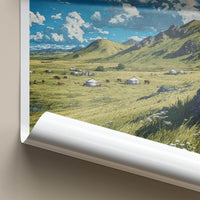 Mongolia Poster - Mongolia Travel Art - Nomadic Ger Landscape Home Decor