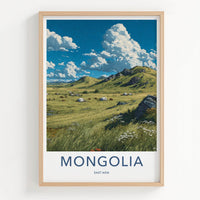 Mongolia Poster - Mongolia Travel Art - Nomadic Ger Landscape Home Decor